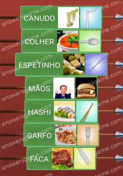 Respostas ao jogo Word Logic Castelo 3 Utensílios de mesa